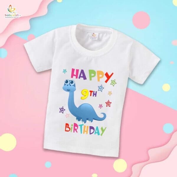 Nine Year Birthday Unisex T-Shirt Half Sleeve Round Neck Topwear tee for kids - Image 2