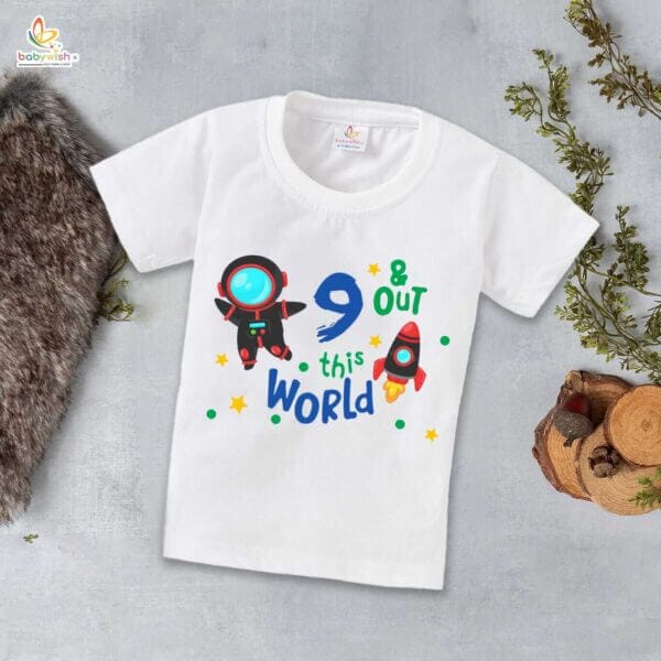 Nine Year Birthday Unisex T-Shirt Half Sleeve Round Neck Topwear tee for kids - Image 2