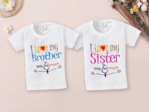 Rakshabandhan Special Combo White T-Shirts Sets for Brother and Sister Combo Pack of 2