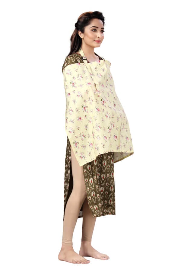 Nursing covers for Mother Breathable feeding cover for Breastfeeding 360° Coverage Protection Cover - Yellow Iris Floral - Image 6