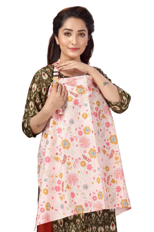 Nursing covers for Mother Breathable feeding cover for Breastfeeding 360° Coverage Protection Cover - Orange Sunflower Floral - Image 6