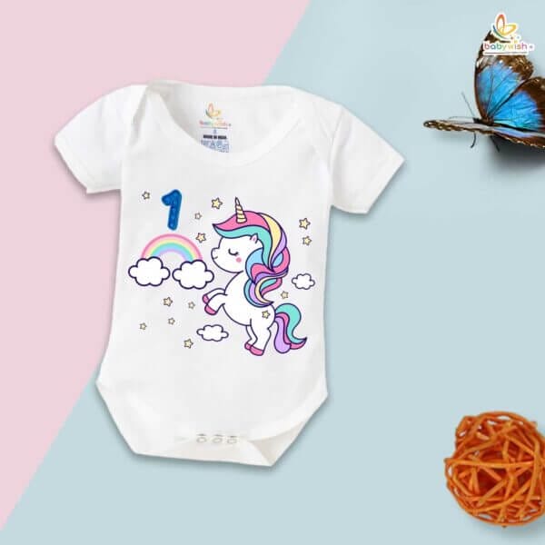 One month unisex baby romper half sleeve round neck onesie