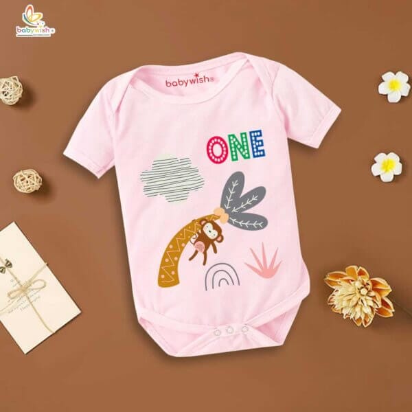 One month unisex baby romper half sleeve round neck onesie - Image 3