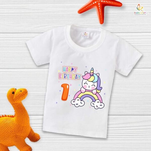 One Year Birthday Unisex T-Shirt Half Sleeve Round Neck Topwear tee for kids - Image 2