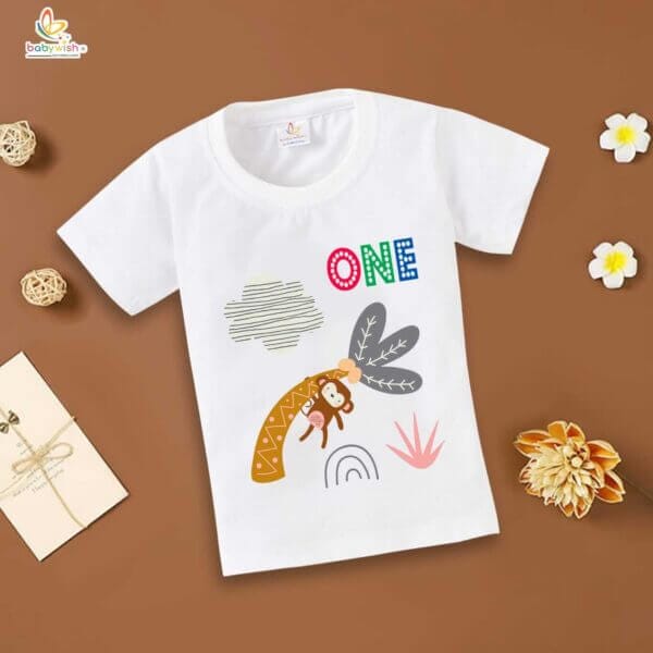 One Year Birthday Unisex T-Shirt Half Sleeve Round Neck Topwear tee for kids - Image 2