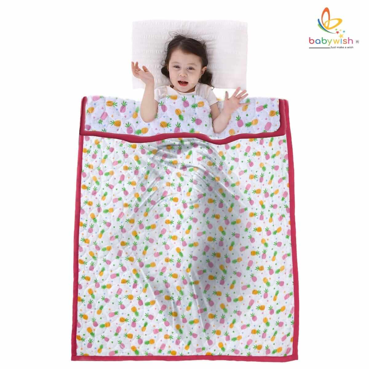 GOTS Certified Organic Muslin Baby Dohar Blanket for Newborn Soft Crib All Seasons Quilt for Microfiber Giftset - Red Pineapple Yard