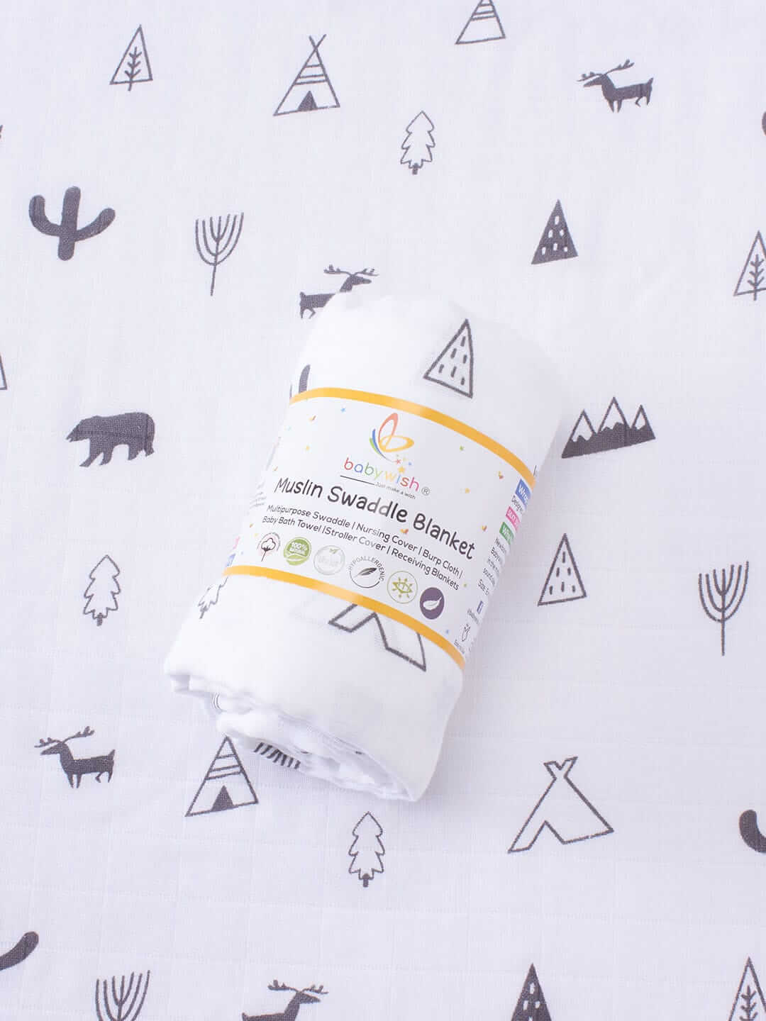 Muslin Swaddle Blankets 100% Organic for Newborn Baby – Soft Multipurpose Infant Swaddle 112x112cm, Breathable Cotton Wrap for Sleeping, Nursing, Travel, and Baby Comfort