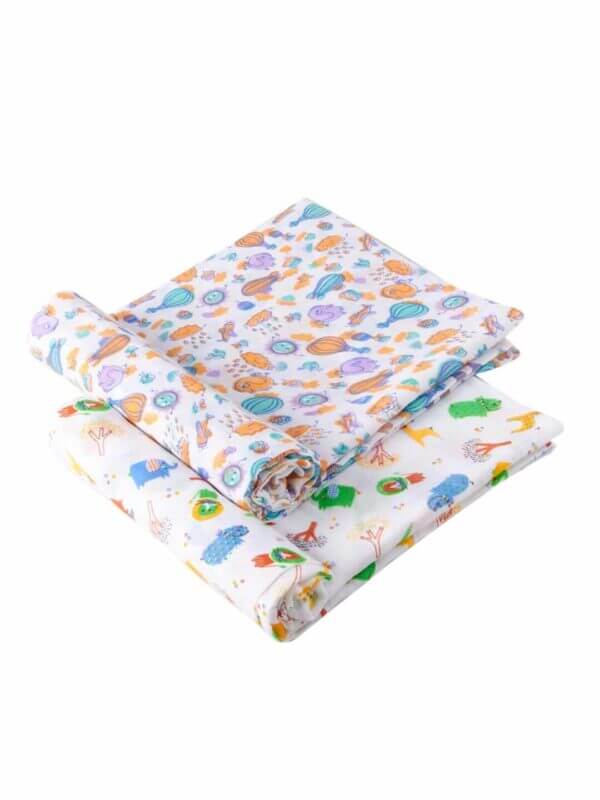 Muslin Swaddle Blankets 100% Organic for newborn Baby Multipurpose Infant Swaddle 112x112cm - Combo Pack of 2 - Image 2