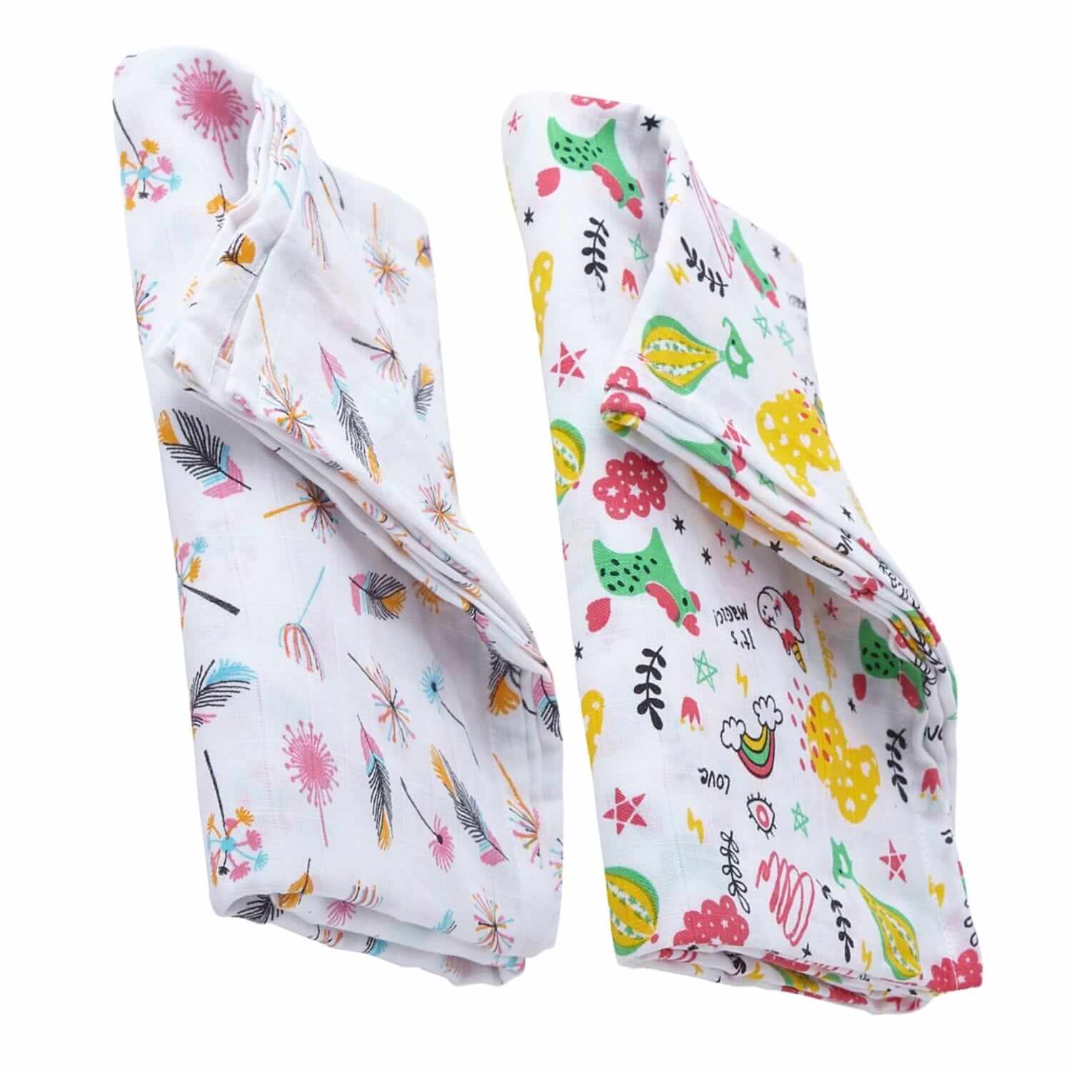 Muslin Swaddle Blankets 100% Organic for Newborn Baby – Soft Multipurpose Infant Swaddle 112x112cm, Breathable Cotton Wrap, Combo Pack of 2, Perfect for Sleeping, Nursing, and Baby Care