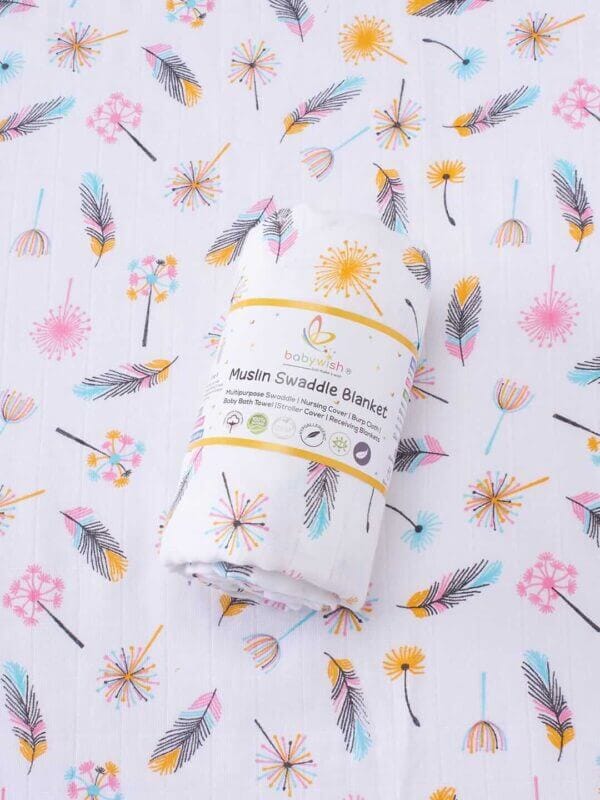 Muslin Swaddle Blankets 100% Organic for newborn Baby Multipurpose Infant Swaddle 112x112cm