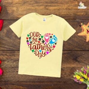 Father's Day Special T-Shirt for Boy’s and Girl’s Half Sleeve Topwear for Unisex Kids | Our 1st Father's Day |
