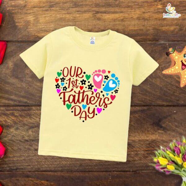 Father's Day Special T-Shirt for Boy’s and Girl’s Half Sleeve Topwear for Unisex Kids | Our 1st Father's Day |