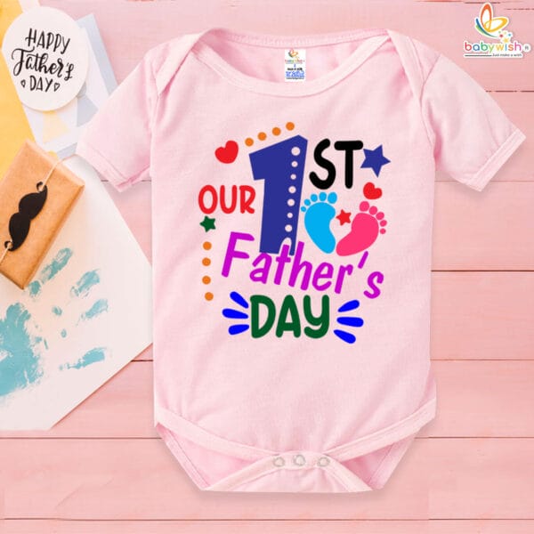 Our 1st Fathers Day Baby Romper | Gift for Dad | Babywish - Image 3