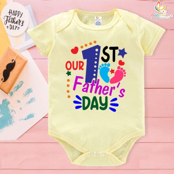 Our 1st Fathers Day Baby Romper | Gift for Dad | Babywish - Image 4