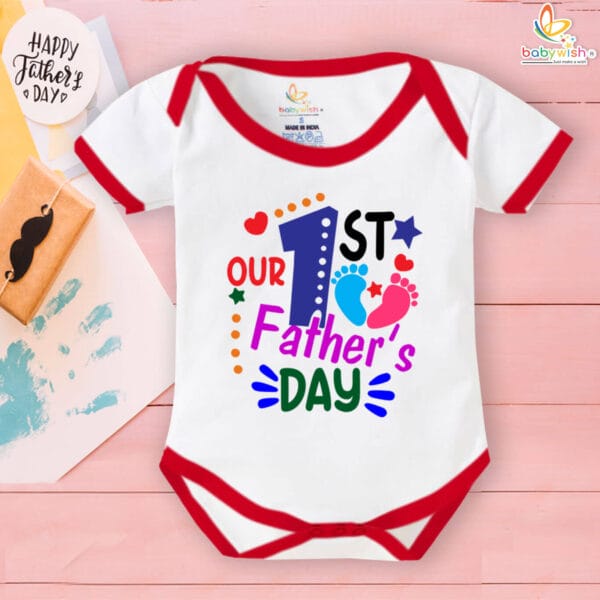 Our 1st Fathers Day Baby Romper | Gift for Dad | Babywish - Image 5