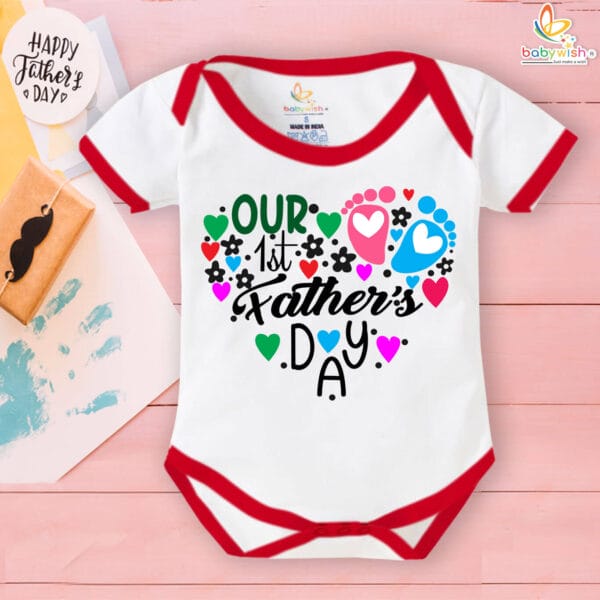 Fathers Day Baby Romper Cute Heart Print for Baby | Babywish - Image 5