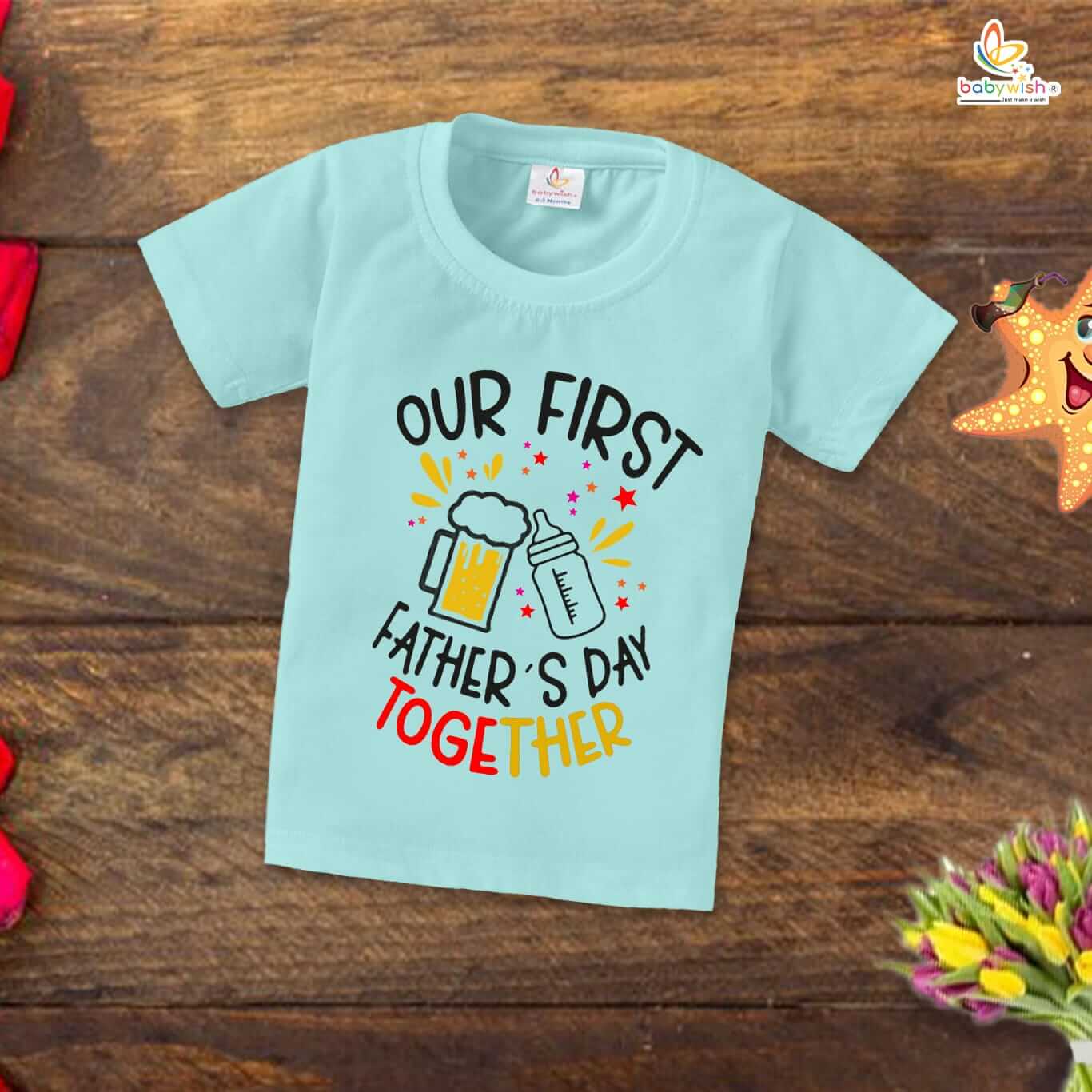 Father’s Day Special T-Shirt for Boys & Girls | Half Sleeve Unisex Kids Topwear | Our First Father Day Together | Cute Gift for New Dads & Kids Celebrating Together