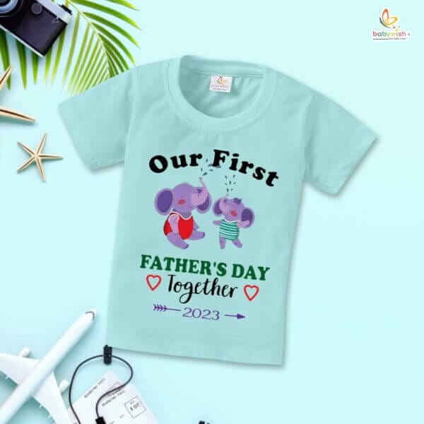 Father's Day Special T-Shirt for Boy’s and Girl’s Half Sleeve Topwear for Unisex Kids | Our First Father's Day Together 2023 | - Image 2