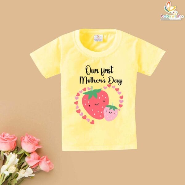 Our First Mothers Day Strawberry print Babywish Tshirt Sweet Baby Tshirt for New Moms - Image 4