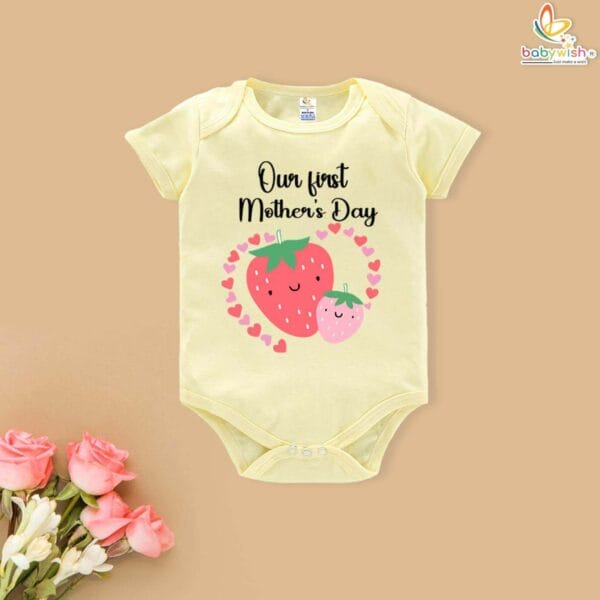 Our First Mothers Day Strawberry print Babywish Romper/Onesies - Image 4