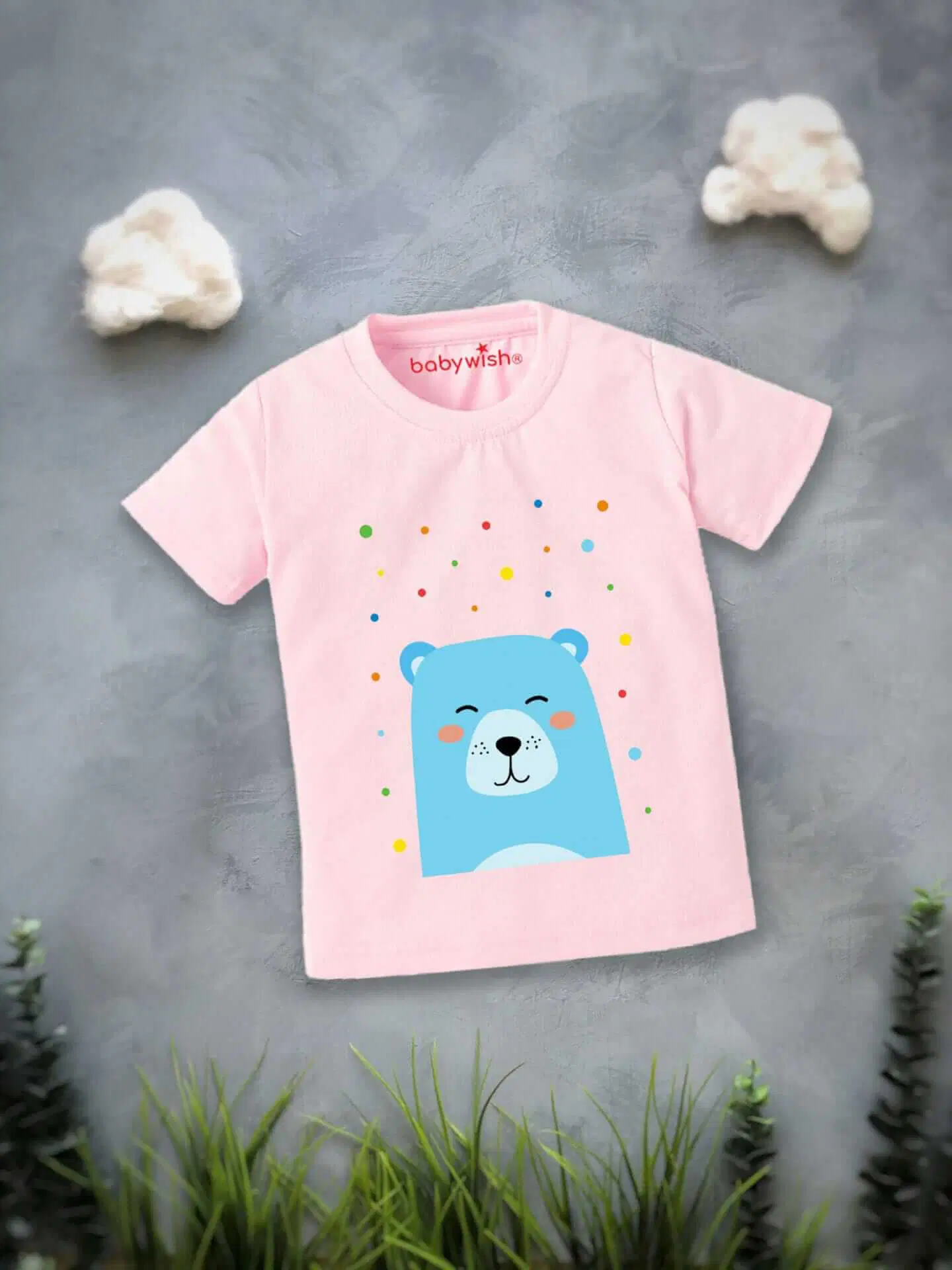 Printable Family T-shirt for Kids Clothes Unisex Newborn Topwear Outfit Cotton Tshirt Half Sleeve Round Neck Dress for Boy n Girl "Panda Dot Print"