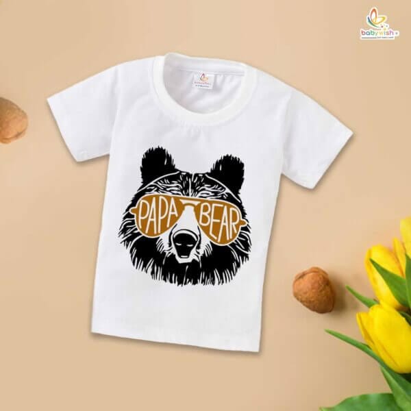 Father's Day Special T-Shirt for Boy’s and Girl’s Half Sleeve Topwear for Unisex Kids | Papa bear |