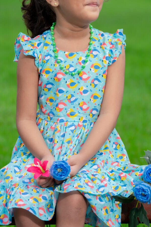 Girl Dress Knee Length Frock Floral Prints Girls Flutter Wings Halfsleeve Dress Girls Cotton Bottom Frock Topwear - Penguin Theme Printed - Image 5