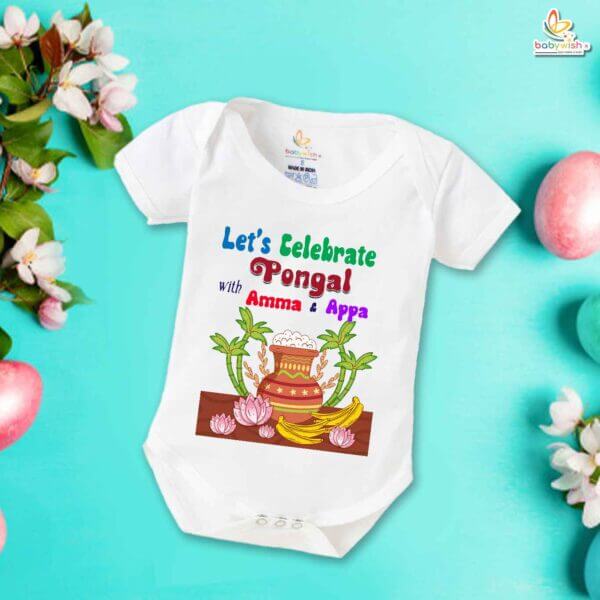 My First Pongal Baby Romper – "Pongal with Amma & Appa" Bodysuit for Newborns & Infants | Cute Pongal Outfit for Boys & Girls – Babywish - Image 5