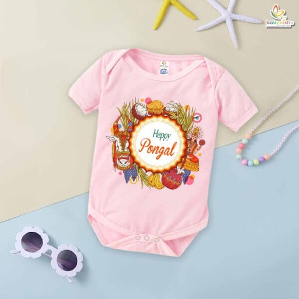 Babywish Pongal Romper – My First Pongal Bodysuit | Happy Pongal to All | Baby's First Pongal Celebration Outfit – Babywish - Image 3