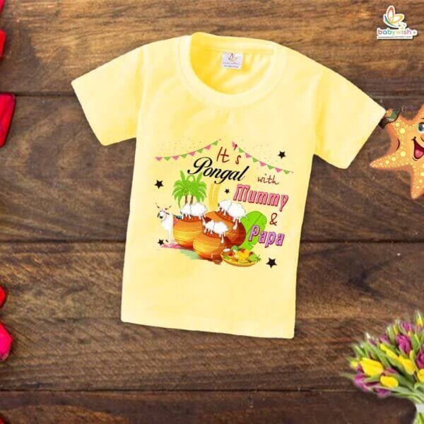 It's Pongal With Mummy Papa My First Pongal T-shirt – Baby Pongal Outfit for Newborns & Infants | Cute Pongal T-shirt for Boys & Girls – Babywish - Image 4