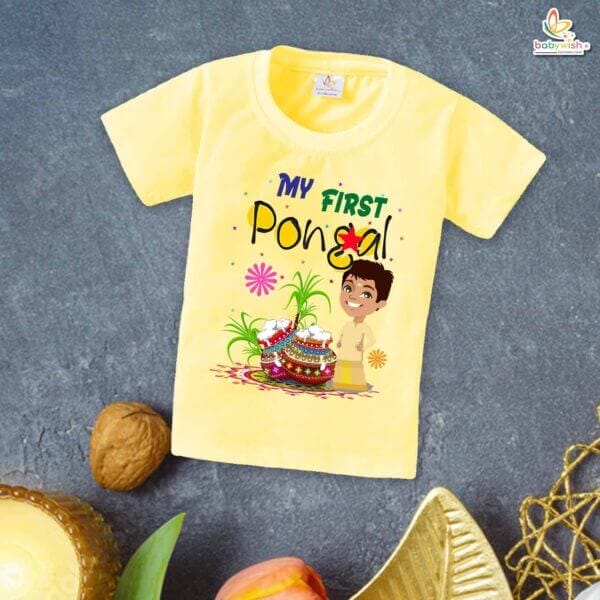 First Pongal My First Pongal T-shirt – Cute Baby T-shirt for Newborns & Infants | Perfect Pongal Outfit for Boys & Girls – Babywish - Image 4