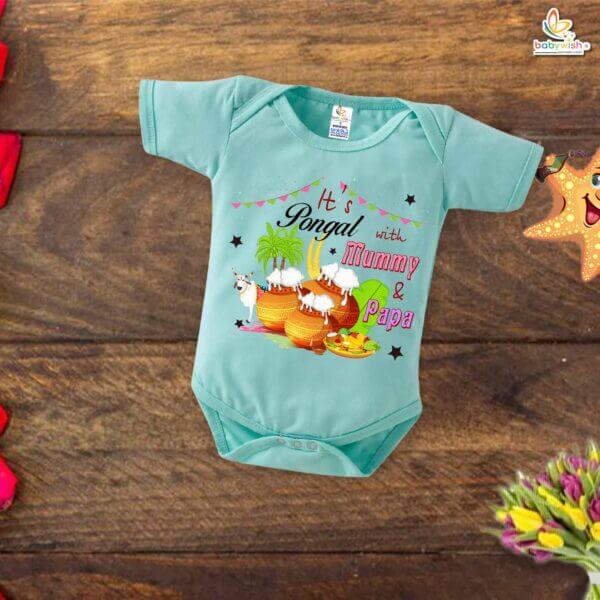 It's Pongal With Mummy Papa My First Pongal Romper – Cute Newborn & Infant Bodysuit for Pongal | Baby Pongal Celebration Outfit for Boys & Girls – Babywish - Image 4
