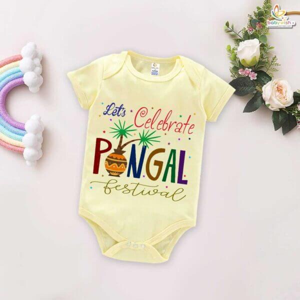 My First Pongal Baby Romper – "Pongal Festivals Tree Print" Bodysuit for Newborns & Infants | Celebrate Pongal with Babywish - Image 2