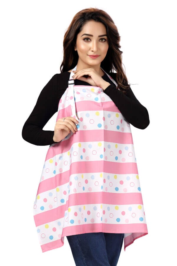 Nursing covers for Mother Breathable feeding cover for Breastfeeding 360° Coverage Protection Cover - Pink Strip Floral - Image 4