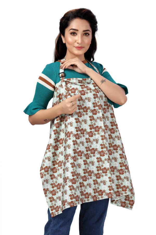 Nursing covers for Mother Breathable feeding cover for Breastfeeding 360° Coverage Protection Cover - Tan Iris Floral - Image 6