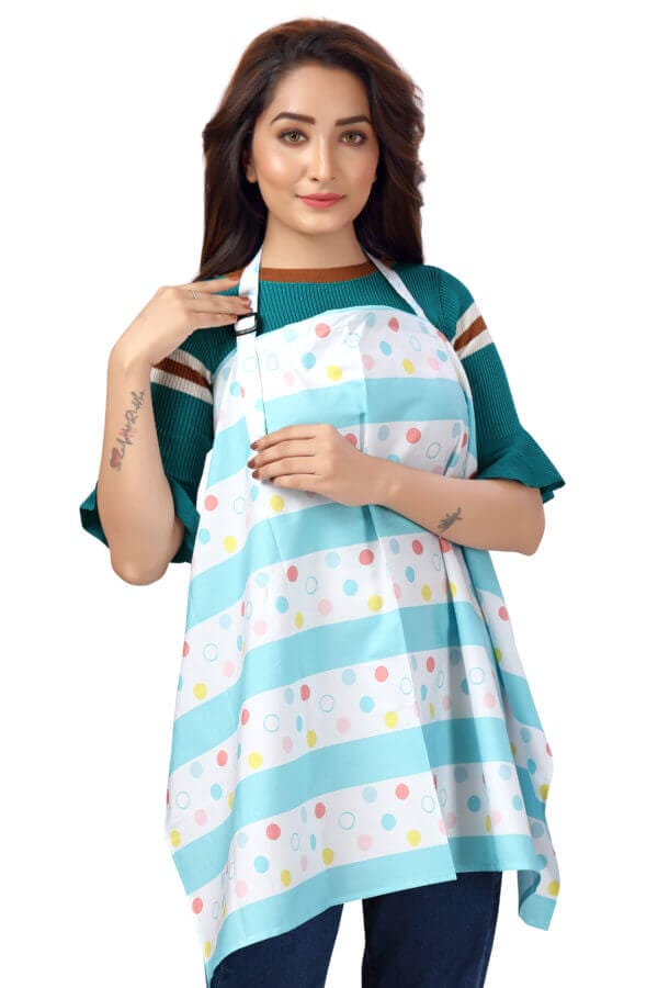 Nursing covers for Mother Breathable feeding cover for Breastfeeding 360° Coverage Protection Cover - Blue Strip Floral - Image 4