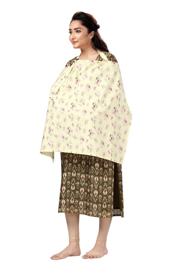 Nursing covers for Mother Breathable feeding cover for Breastfeeding 360° Coverage Protection Cover - Yellow Iris Floral - Image 5