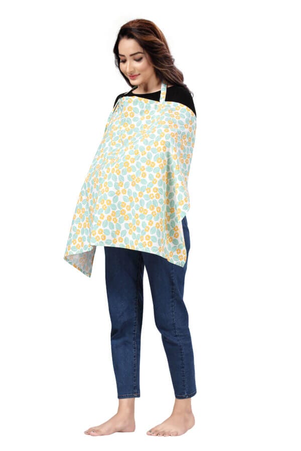 Nursing covers for Mother Breathable feeding cover for Breastfeeding 360° Coverage Protection Cover - Yellow Lily Floral - Image 3
