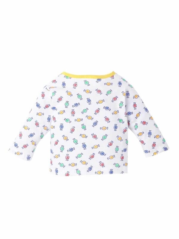 kids top bottom baby Jhabla Set Full Sleeve Pure Cotton kids tshirt Jhabla pajama set - Yellow Candy Print - Image 3
