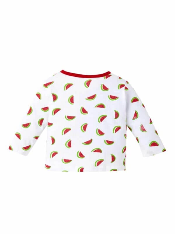 kids top bottom baby Jhabla Set Full Sleeve Pure Cotton kids tshirt Jhabla pajama set - Red Watermelon Prints - Image 3