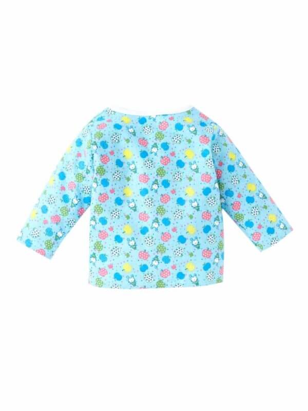 kids top bottom baby Jhabla Set Full Sleeve Pure Flannel kids tshirt Jhabla pajama set - Blue Flannel Fruits Print - Image 3