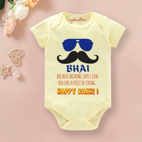 Rakshabandhan Romper for Newborn | White Matching Dress for Brother Sister | Rakhi Gift Outfit for Baby Siblings | Rakshabandhan Special 0-3 Months | Babywish - Image 2