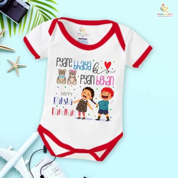 Babywish Rakshabandhan Romper Brother Sister Matching dress Rakshabandhan gift for Rakhi - Image 2