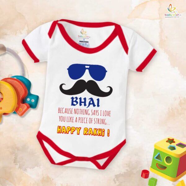 Rakshabandhan Romper for Newborn | White Matching Dress for Brother Sister | Rakhi Gift Outfit for Baby Siblings | Rakshabandhan Special 0-3 Months | Babywish - Image 3
