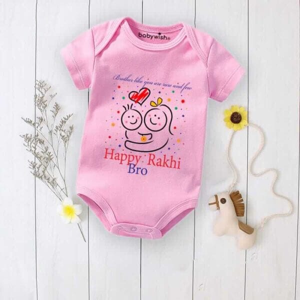 Rakshabandhan Romper for Newborn Baby | White 0-3 Months Outfit | Brother Sister Matching Dress for Rakhi | Rakshabandhan Gift for Baby Boy Girl Siblings | Babywish - Image 3