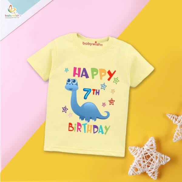 Seven Year Birthday Unisex T-Shirt Half Sleeve Round Neck Topwear tee for kids - Image 4
