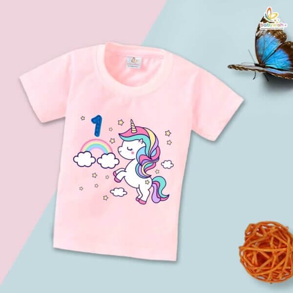 One Year Birthday Unisex T-Shirt Half Sleeve Round Neck Topwear tee for kids - Image 3