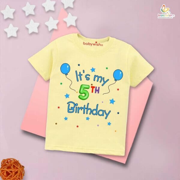 Five Year Birthday Unisex T-Shirt Half Sleeve Round Neck Topwear tee for kids - Image 4