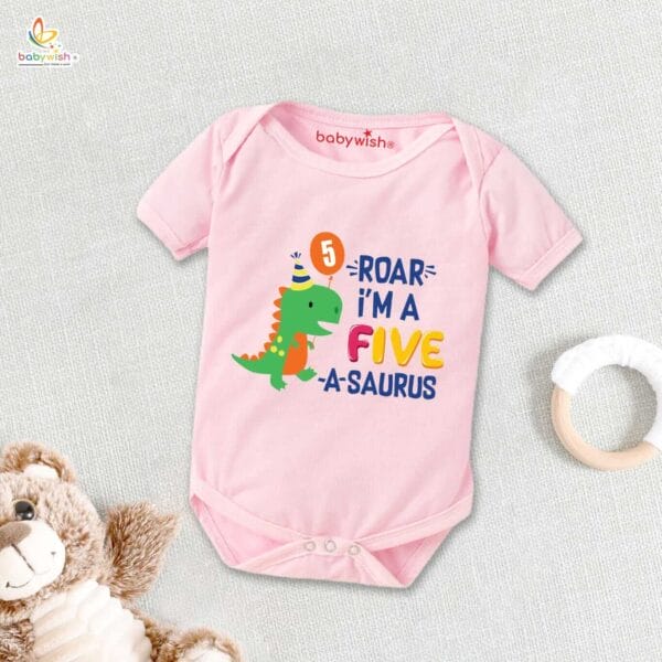 Five month unisex baby romper half sleeve round neck onesie - Image 4
