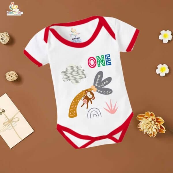 One month unisex baby romper half sleeve round neck onesie - Image 5